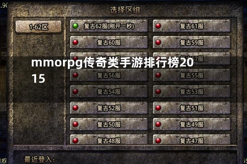 mmorpg传奇类手游排行榜2015