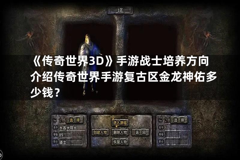 《传奇世界3D》手游战士培养方向介绍传奇世界手游复古区金龙神佑多少钱？