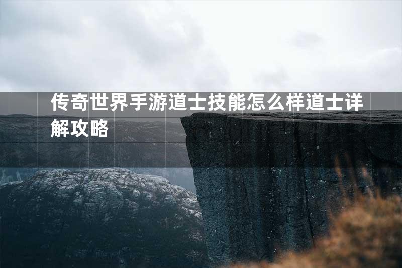 传奇世界手游道士技能怎么样道士详解攻略