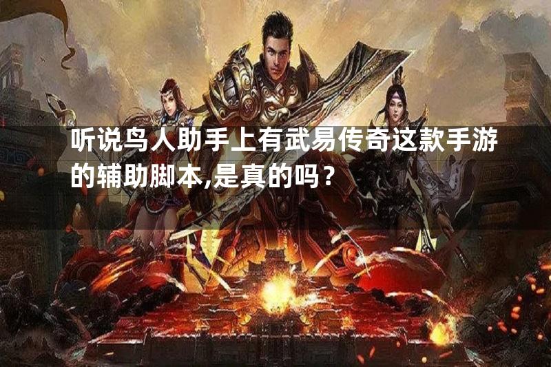 听说鸟人助手上有武易传奇这款手游的辅助脚本,是真的吗？